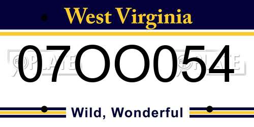 07OO054 West Virginia License Plate