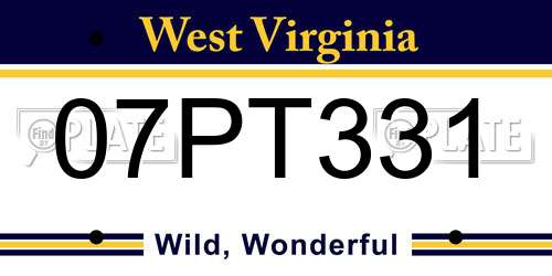 07PT331 West Virginia License Plate