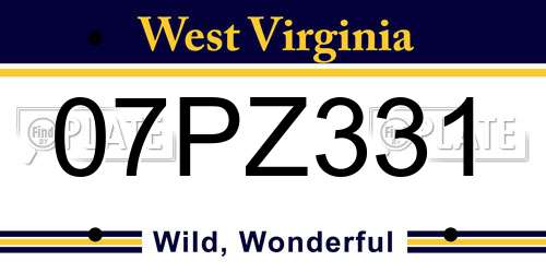 07PZ331 West Virginia License Plate