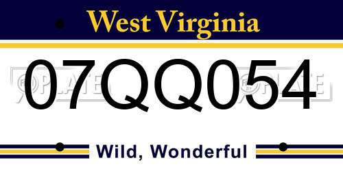 07QQ054 West Virginia License Plate