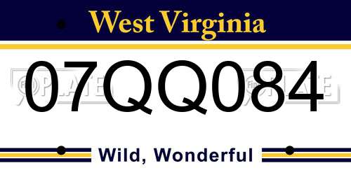 07QQ084 West Virginia License Plate