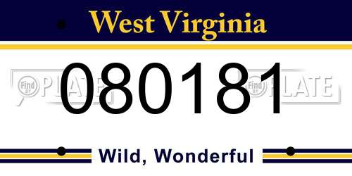 080181 West Virginia License Plate
