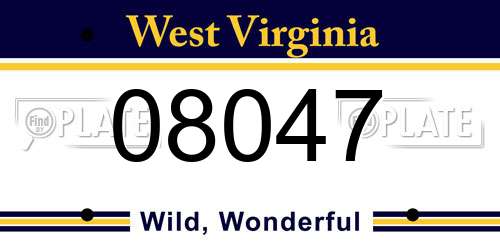 08047 West Virginia License Plate