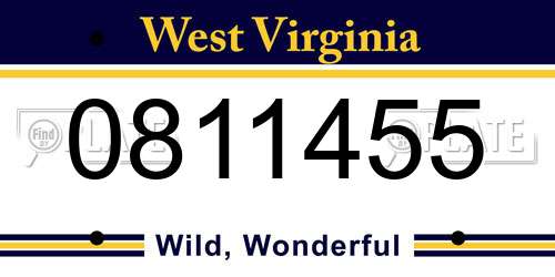 0811455 West Virginia License Plate