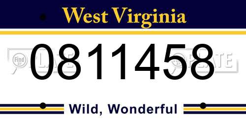 0811458 West Virginia License Plate