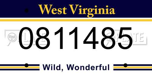 0811485 West Virginia License Plate