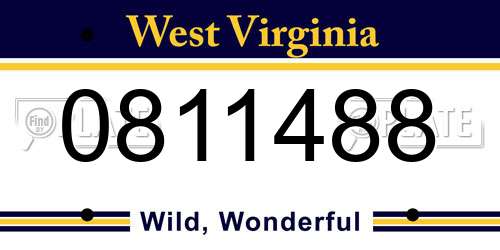 0811488 West Virginia License Plate
