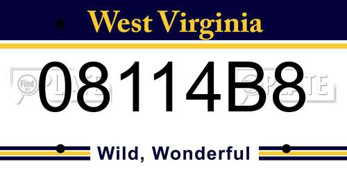 08114B8 West Virginia License Plate