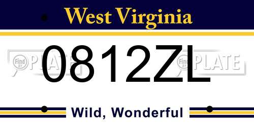 0812ZL West Virginia License Plate