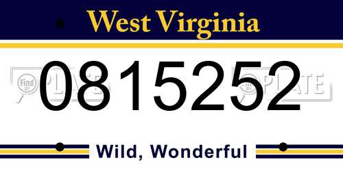 0815252 West Virginia License Plate