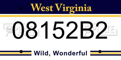 08152B2 West Virginia License Plate
