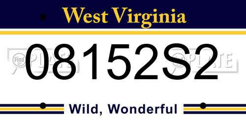 08152S2 West Virginia License Plate