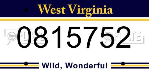 0815752 West Virginia License Plate