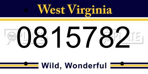 0815782 West Virginia License Plate