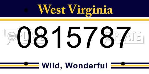 0815787 West Virginia License Plate