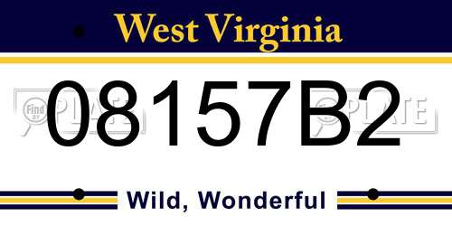 08157B2 West Virginia License Plate