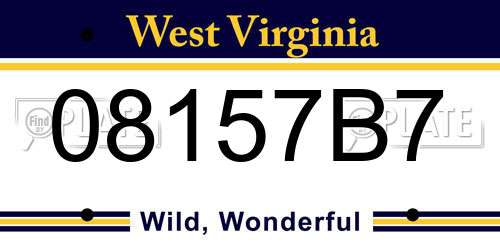 08157B7 West Virginia License Plate