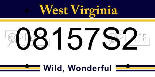 08157S2 West Virginia License Plate