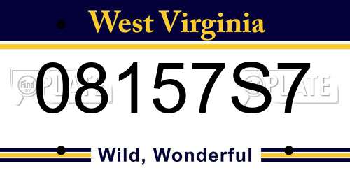 08157S7 West Virginia License Plate