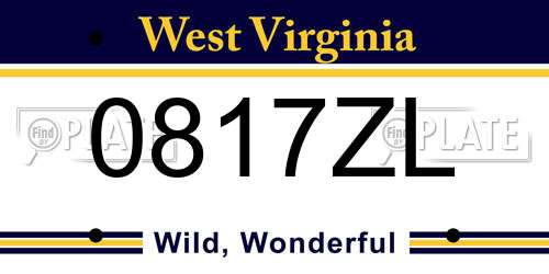 0817ZL West Virginia License Plate