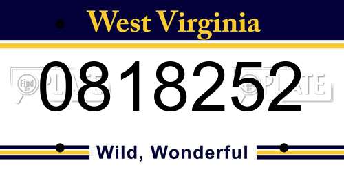 0818252 West Virginia License Plate