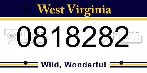 0818282 West Virginia License Plate