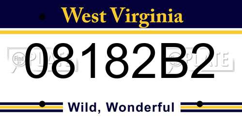 08182B2 West Virginia License Plate