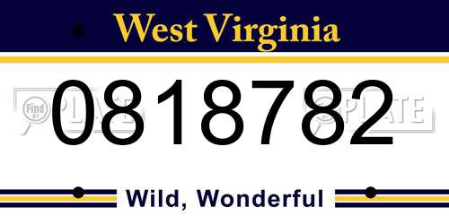 0818782 West Virginia License Plate