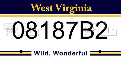 08187B2 West Virginia License Plate