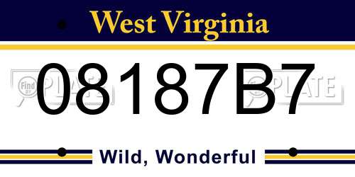 08187B7 West Virginia License Plate