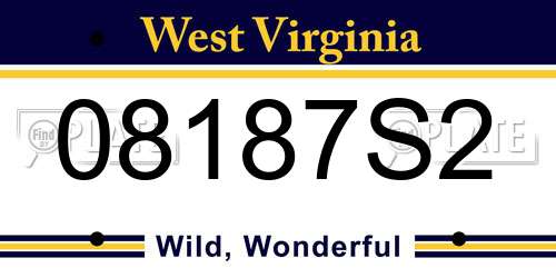 08187S2 West Virginia License Plate