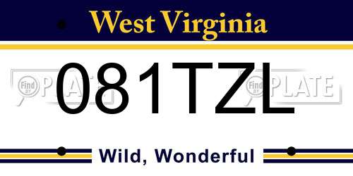 081TZL West Virginia License Plate