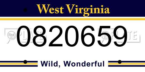 0820659 West Virginia License Plate