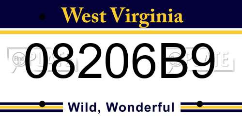 08206B9 West Virginia License Plate