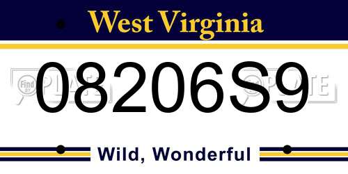 08206S9 West Virginia License Plate