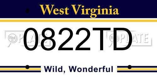 0822TD West Virginia License Plate