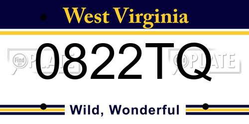 0822TQ West Virginia License Plate