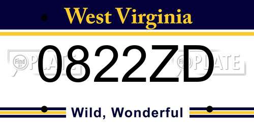 0822ZD West Virginia License Plate