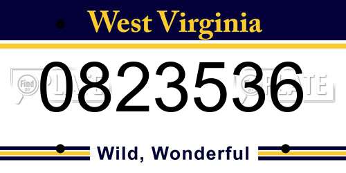 0823536 West Virginia License Plate