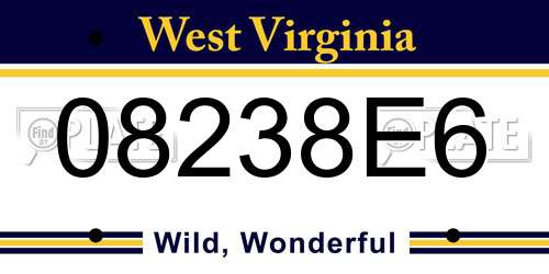 08238E6 West Virginia License Plate