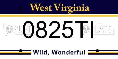 0825TI West Virginia License Plate