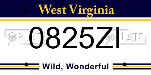 0825ZI West Virginia License Plate