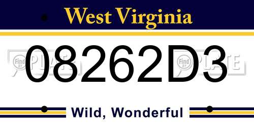 08262D3 West Virginia License Plate