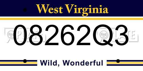 08262Q3 West Virginia License Plate