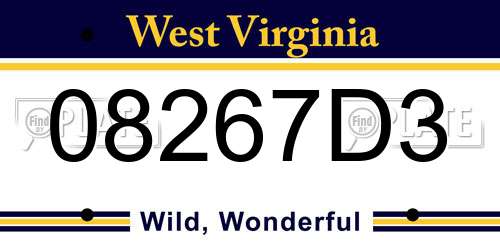 08267D3 West Virginia License Plate