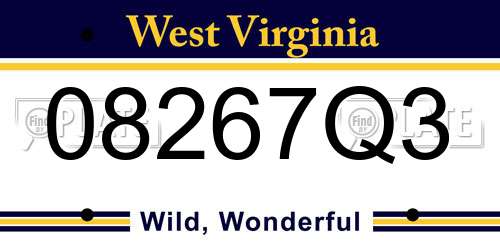 08267Q3 West Virginia License Plate
