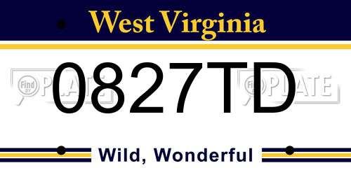 0827TD West Virginia License Plate