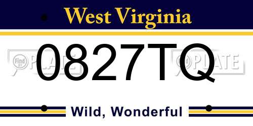 0827TQ West Virginia License Plate