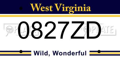 0827ZD West Virginia License Plate
