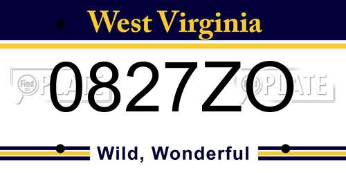 0827ZO West Virginia License Plate